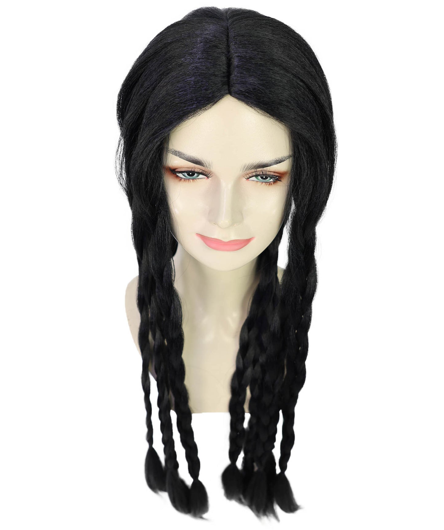 Women’s Long Black Braided Wig  | Ideal for Halloween | Breathable Capless Cap