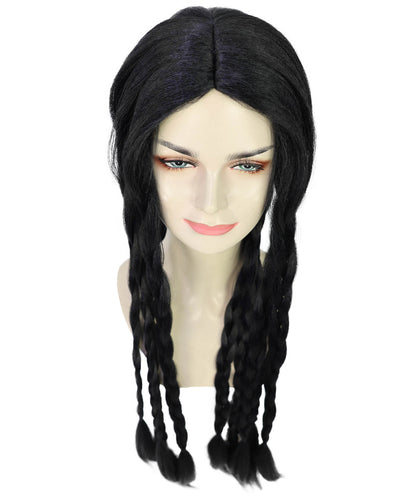 Women’s Long Black Braided Wig  | Ideal for Halloween | Breathable Capless Cap