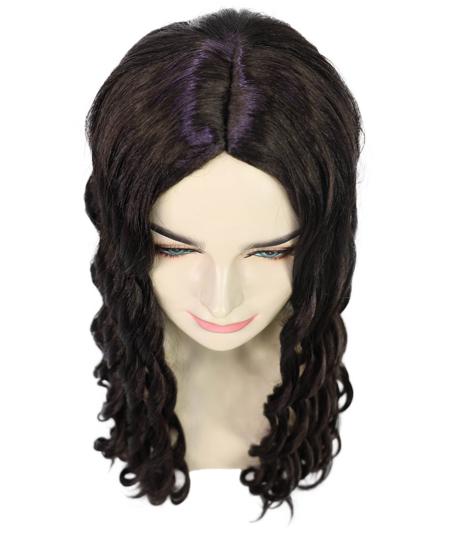 HPO Women’s Alanis Celebrity-Inspired 23-Inch Long Dark Brown Wavy Wig | Halloween and Cosplay Wig | Flame-retardant Synthetic Fiber