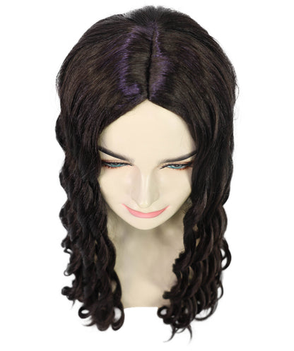 HPO Women’s Alanis Celebrity-Inspired 23-Inch Long Dark Brown Wavy Wig | Halloween and Cosplay Wig | Flame-retardant Synthetic Fiber