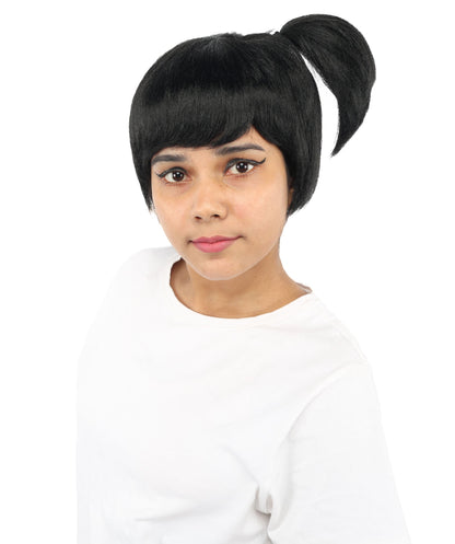 HPO Adult Women's Anime Trainer Character Wig | Vibrant hue multicolor options, create of synthetic fiber, short choppy bob with high side ponytail, breathable base | Cosplay, Halloween, theater, party, performance, costume events