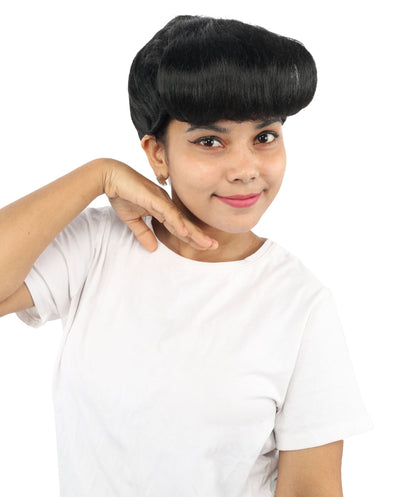 HPO Adult Women's Retro Pin-Up Wig | Multicolor Options, create of synthetic fiber, vintage curled bumper bangs with rolled back, breathable base | Party, Halloween, theater, drag, performance, costume events