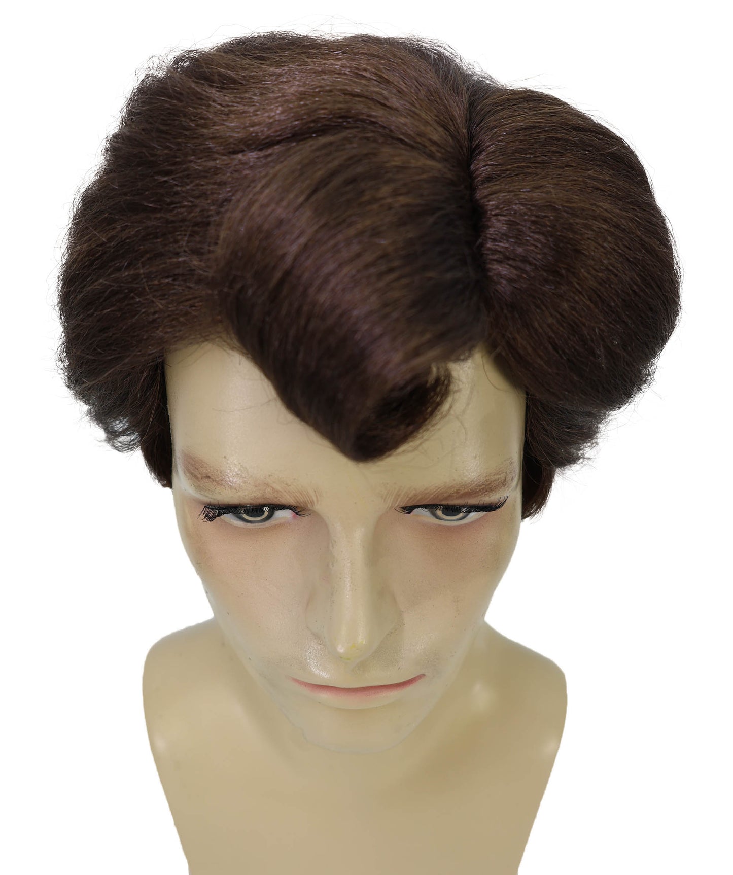 Adult Men’s Retro Rock‘n Roll Brown Greaser Wig | Vintage 50s Wig Style for Parties and Theater | Flame-retardant Synthetic Fiber