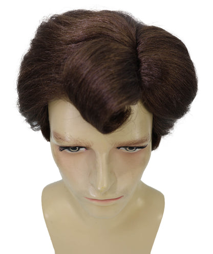 Adult Men’s Retro Rock‘n Roll Brown Greaser Wig | Vintage 50s Wig Style for Parties and Theater | Flame-retardant Synthetic Fiber