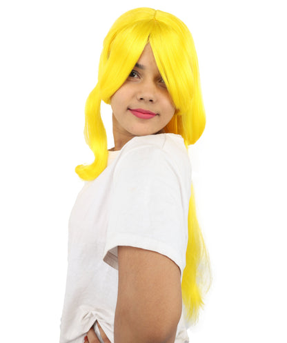 HPO Adult Women's Anime Character Wig | Multiple Color Options | Synthetic Fiber with Side Swept Bangs and Top Tuft | Halloween Party and Comic Con Events