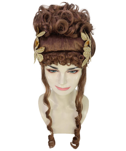 Women's Laurel Leaf Headpiece with Gold Wig | Roman & Greek Goddess-Inspired Accessory for Halloween & Themed Events | Premium Synthetic Hair with Adjustable Fit