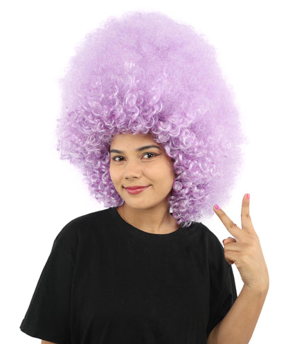 HPO Women's Giant White Glitter Afro Wig | Massive Puffy Sparkle Hair with Silver Sheen, Synthetic Fiber & Breathable Cap | Halloween, Troll Roleplay, 70s Disco Party, Theater & Funny Costume