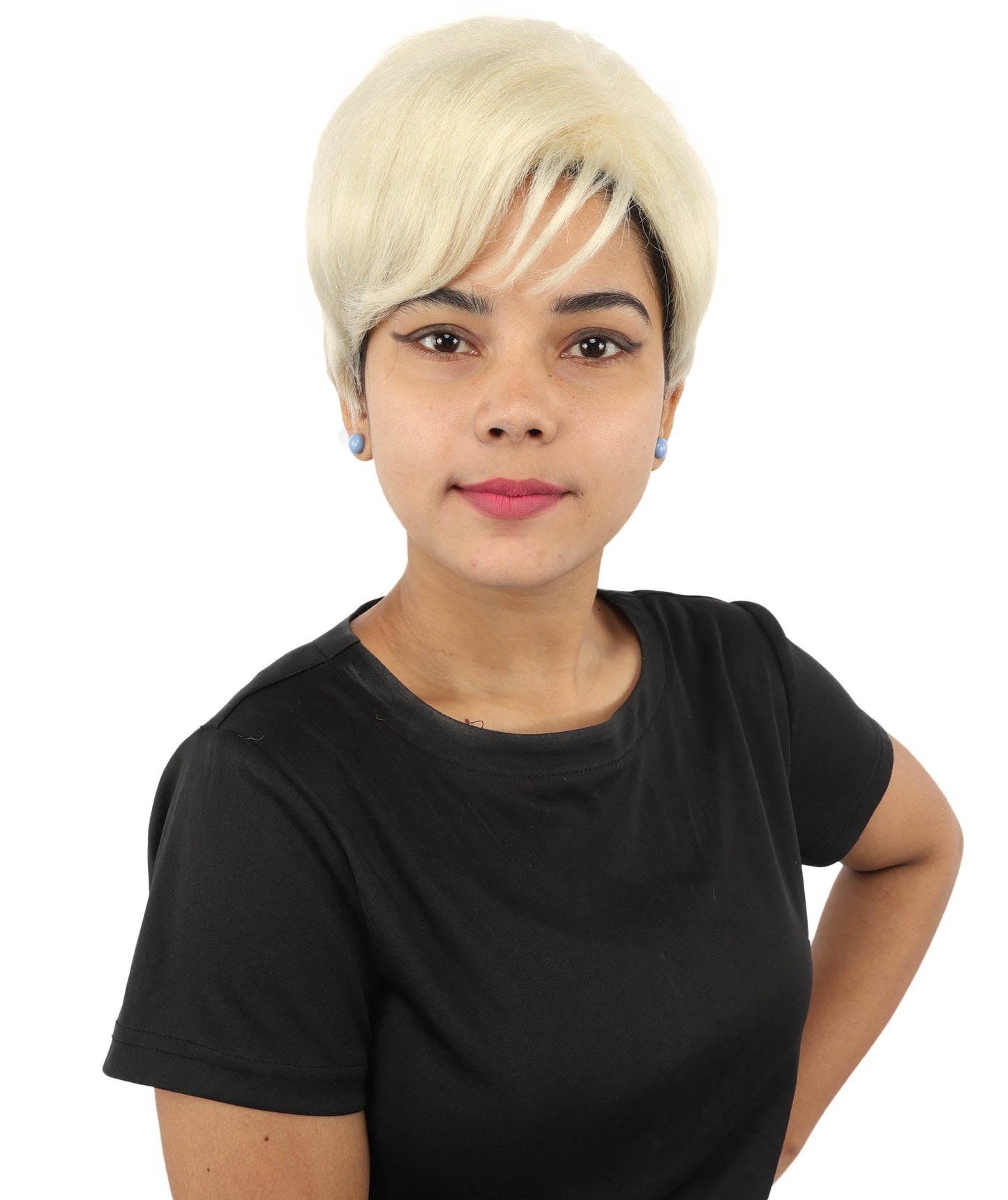 HPO Adult Women’s Short Black Wig | 10 Inch, Sleek and Smooth Bob Hairpiece | Ideal for Cosplay, Costume, and Themed Events