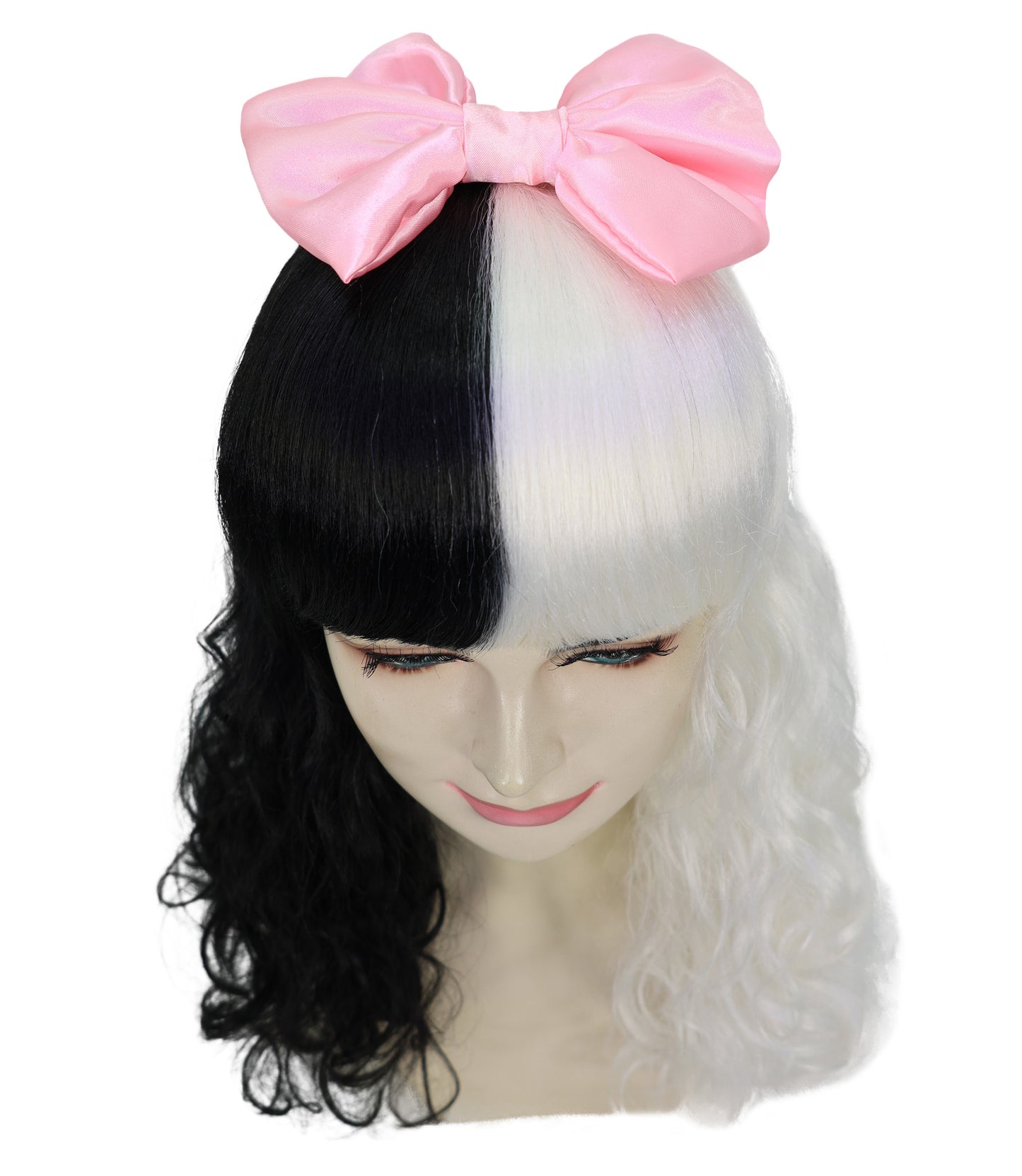 Women's Doll Wig | Pink Bow Purple & Black Wig | Premium Breathable Capless Cap