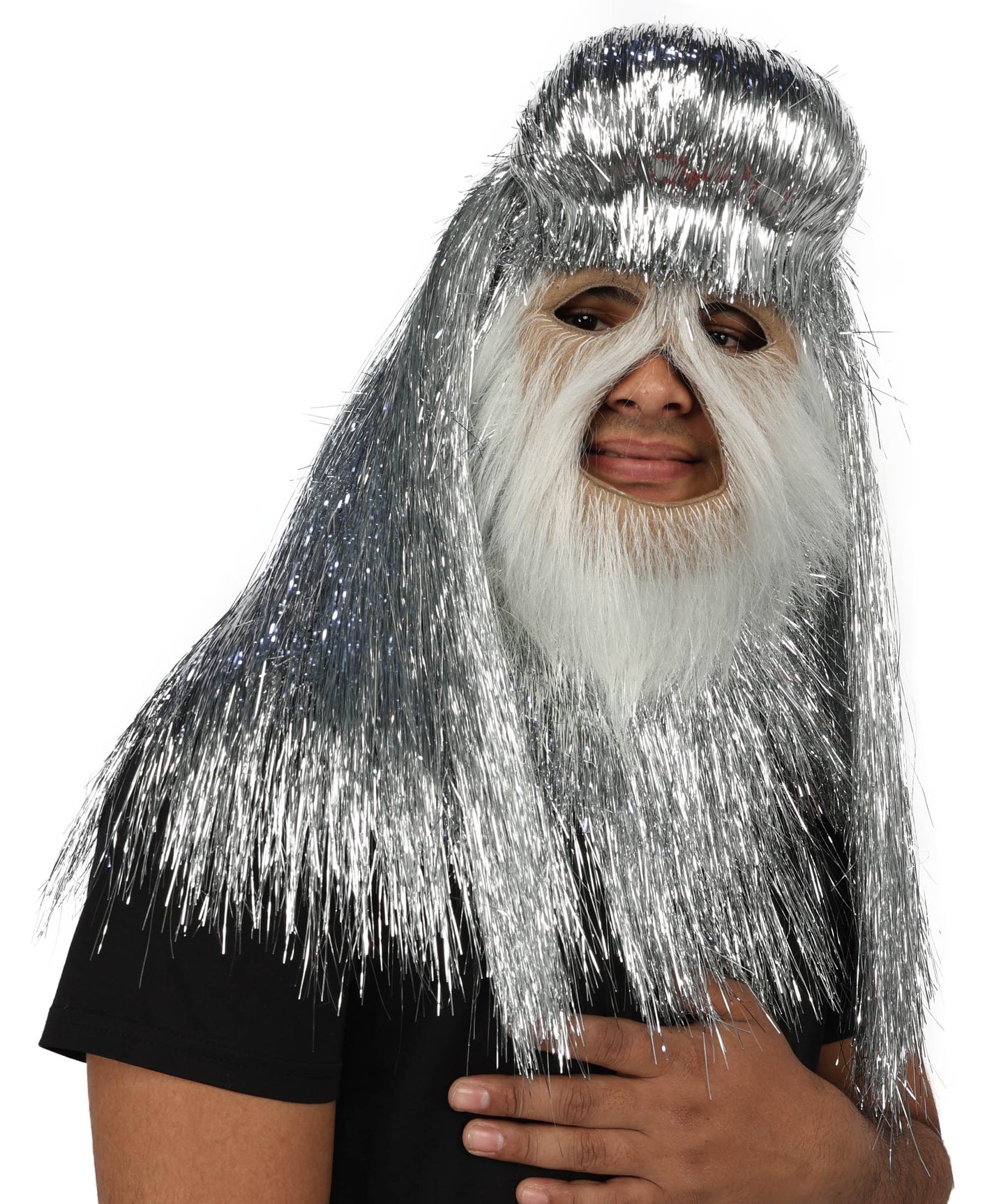 HPO UnisexTinsel Hairy Costume, Bundle & Mask Set | Full-Body Suit & Matching Mask | Long Hair Funny Costume for Halloween, Performers, Cosplay & Mascots | Multicolor Options