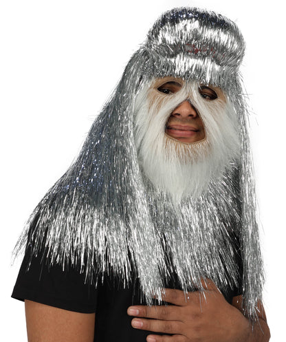HPO UnisexTinsel Hairy Costume, Bundle & Mask Set | Full-Body Suit & Matching Mask | Long Hair Funny Costume for Halloween, Performers, Cosplay & Mascots | Multicolor Options