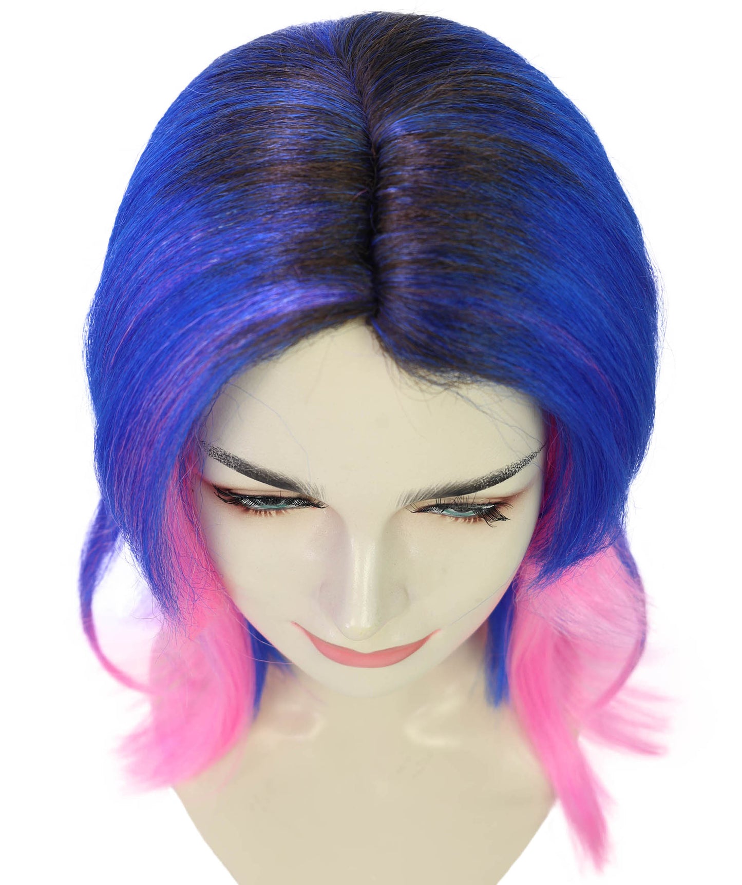 HPO Women's Split-Dye Synthetic Wig – Two-Tone Color Hairpiece for Parties Festivals and Themed Events