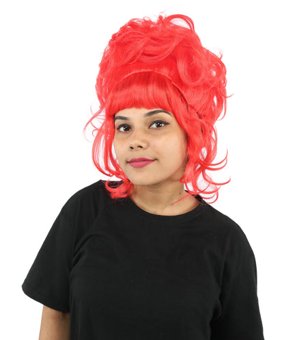 HPO Adult Women's Elegant Updo Tendril Wig | Multiple Color Options | Pastel peach hue, create of synthetic fiber, high teased volume with face-framing strands, breathable capless cap | Party, Halloween, theater, drag, performance, costume events