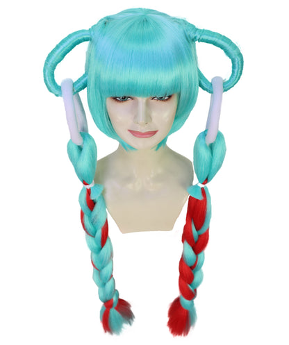 HPO Women Dramatic Two-Tone Roleplay Multicolor Wig | Flame-resistant Synthetic Fiber with Capless Cap| Ideal for party, Halloween, cosplay, theater, drag, performance, costume events