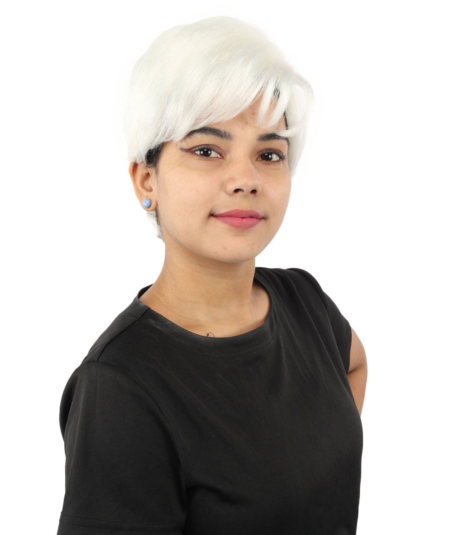 HPO Adult Women’s Short Black Wig | 10 Inch, Sleek and Smooth Bob Hairpiece | Ideal for Cosplay, Costume, and Themed Events