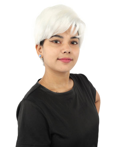 HPO Adult Women’s Short Black Wig | 10 Inch, Sleek and Smooth Bob Hairpiece | Ideal for Cosplay, Costume, and Themed Events