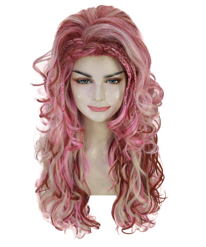 HPO Women's Extra Long & Curly Multicolor Wig – Soft Hair with Natural Texture | Fantasy, Cosplay & Character Hairpiece for Parties & Events