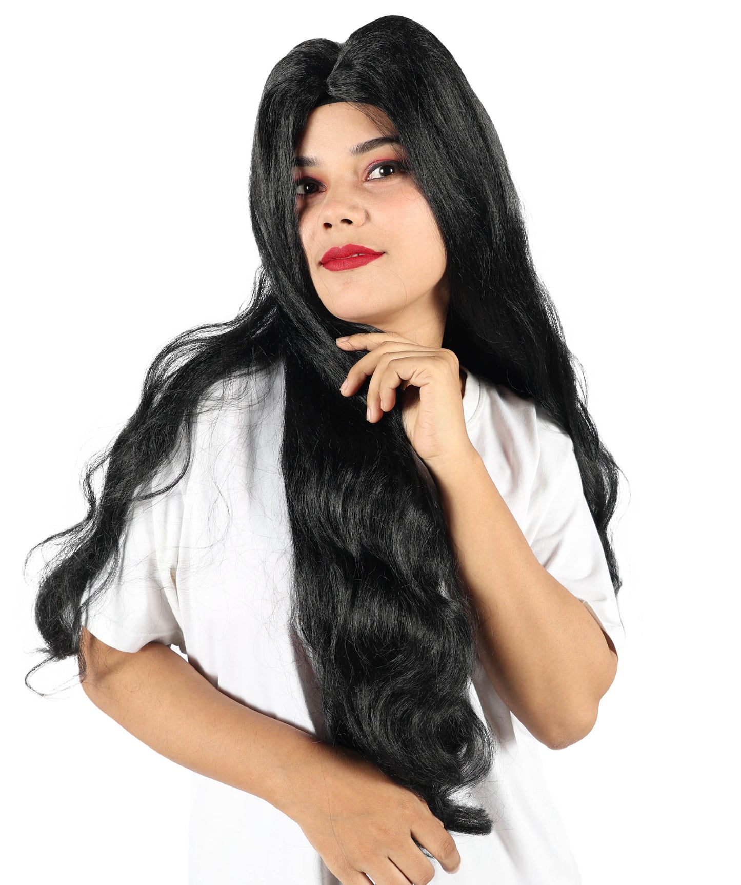 Celine Fantasy Warrior Wig | Extra Long Layered Black Hairpiece with Side Bangs | Cosplay, Halloween, Party & Stage-Ready Costume Wig