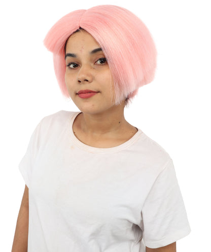 HPO Women’s Neon Yellow Bob Wig with Bangs—Bright Straight Cut Wig | Celebrity Inspired Hairpiece for Party, Halloween and Cosplay