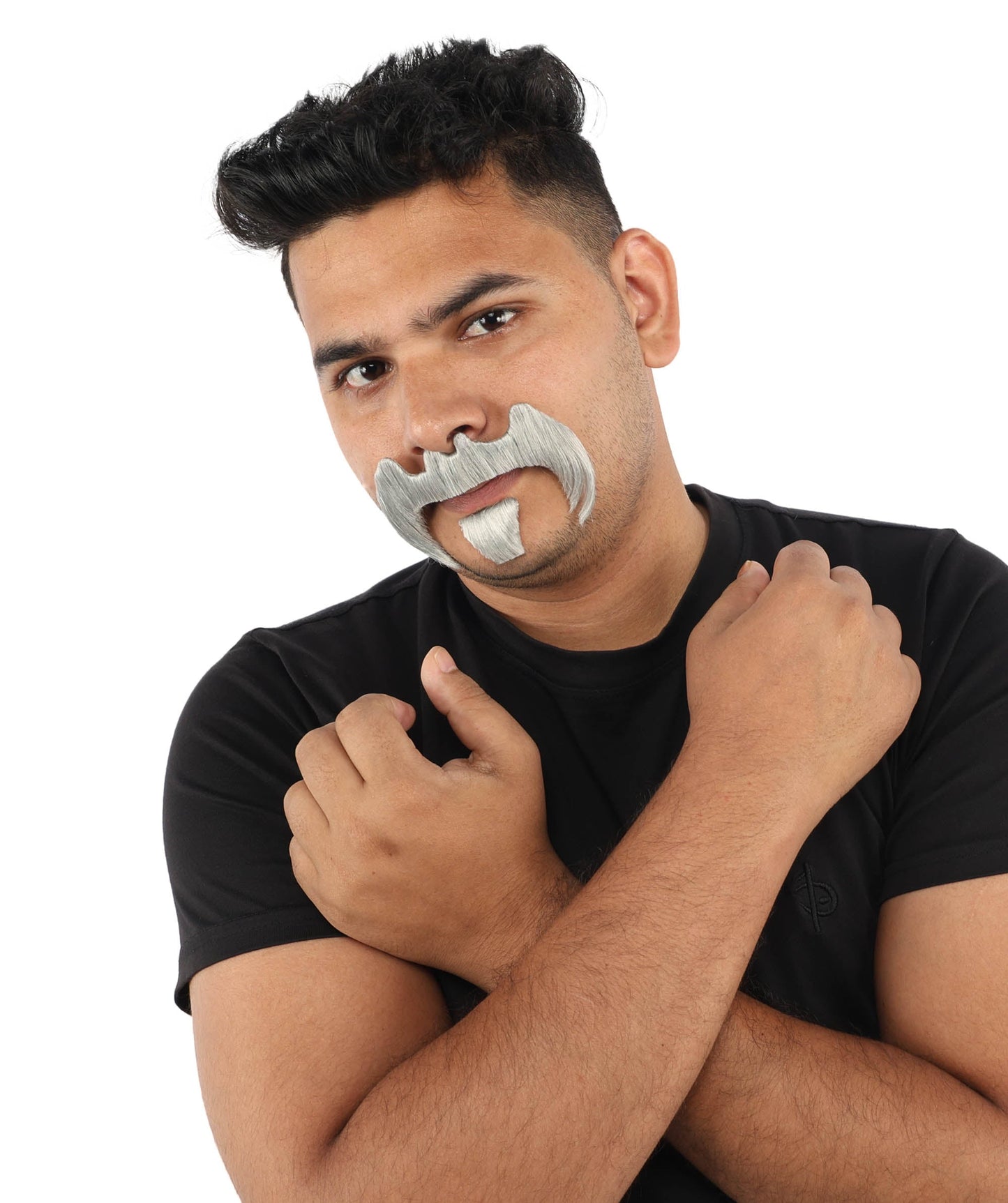 HPO Adult Men’s Bold Horseshoe Mustache with Chin Beard Set – Multiple Color Options - Flame-retardant Synthetic Fiber Fake Facial Hair | Ideal for Halloween Parties, Cowboy, Police Roleplay and Themed Events