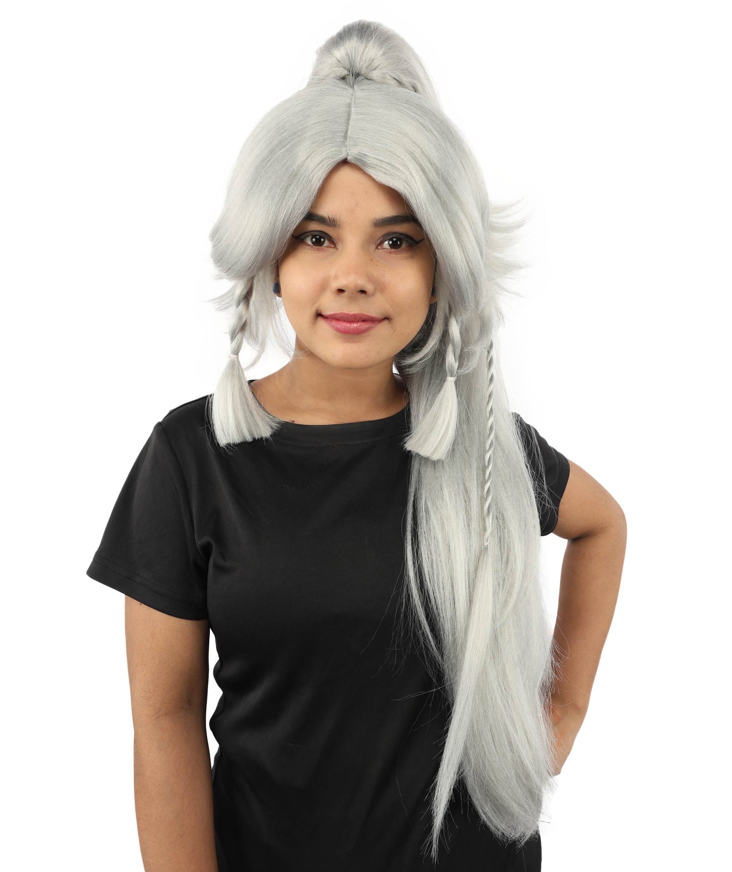 HPO Adult Women's Alien Nature Spirit Hair | Multiple Color Options | Soft Textured Bob with Beaded Braids, Heat Resistant Synthetic Fiber & Breathable Mesh | Halloween, Fantasy Roleplay, Themed Party, Theater & Carnival