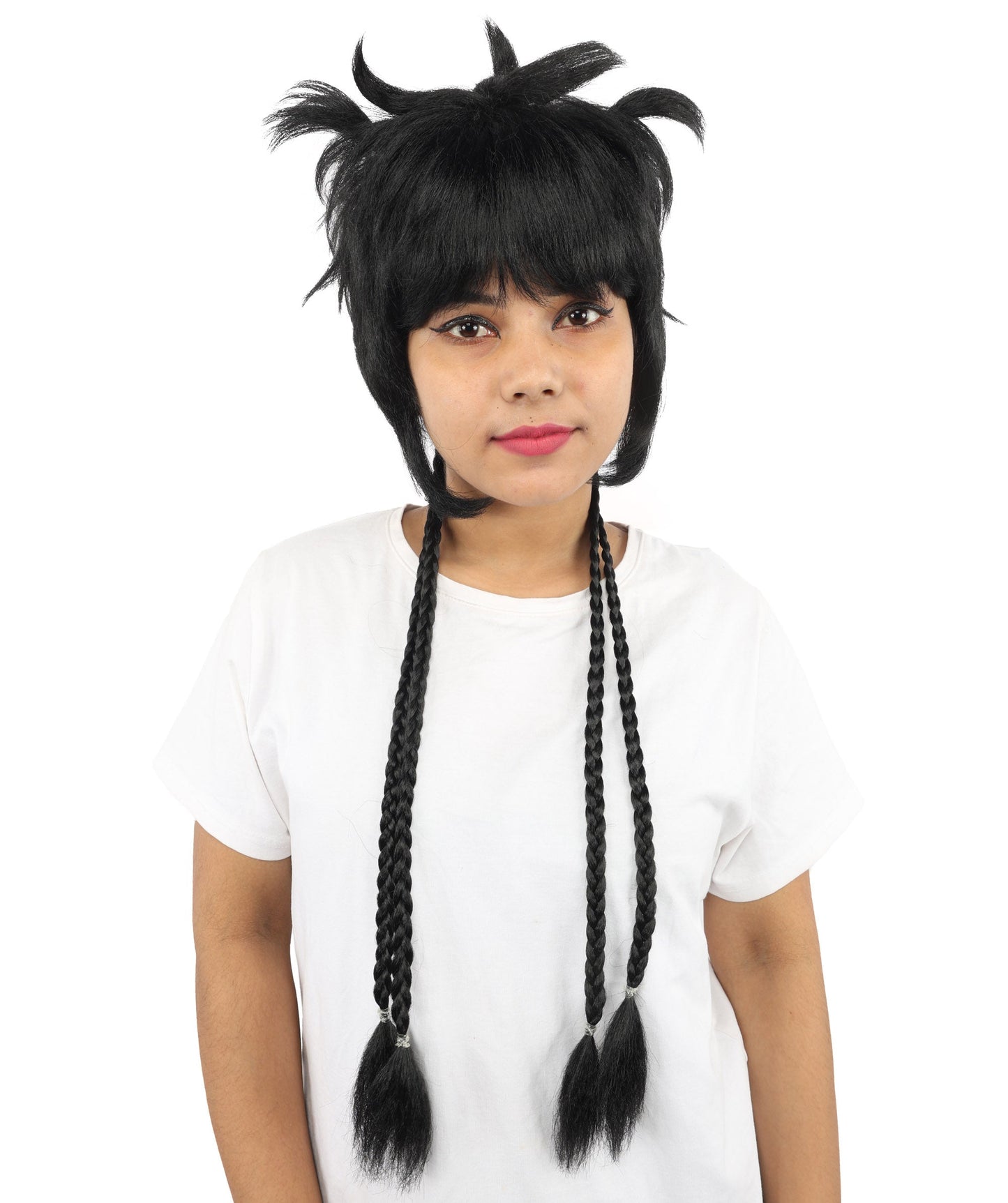 HPO Adult Women's Animal Ear Braided Wig | Multiple Color Options | Synthetic fiber, short bob with sculpted ears and long micro-braids, breathable base | Party, Halloween, theater, drag, performance, costume events