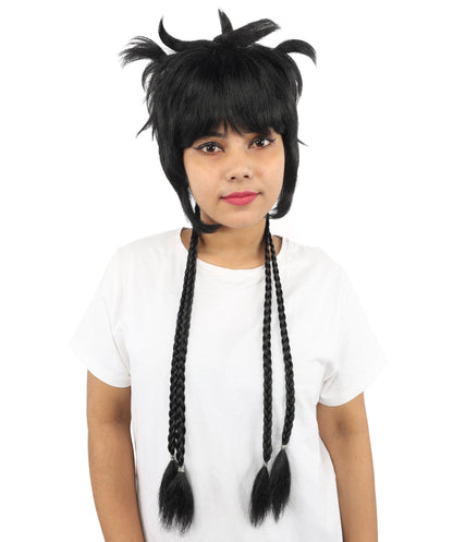 HPO Adult Women's Animal Ear Braided Wig | Multiple Color Options | Synthetic fiber, short bob with sculpted ears and long micro-braids, breathable base | Party, Halloween, theater, drag, performance, costume events
