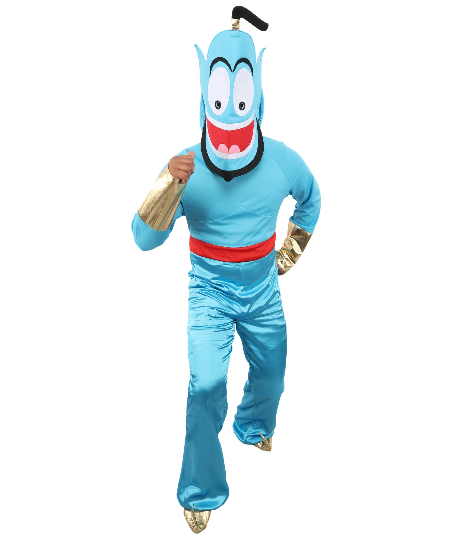 Blue Magical Spirit Costume with Pants, Vest & Belt | Men’s Fantasy Genie-Inspired Outfit for Halloween, Cosplay, Parties & Stage