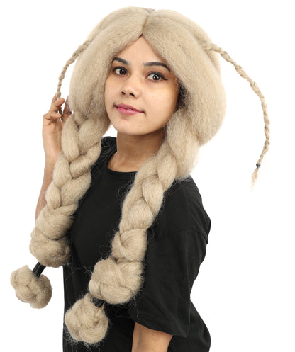 HPO Women’s Dark Blonde Braided Wig – Princess Inspired Extra Long Braids for Cosplay, Fantasy Hair | Warrior Hairpiece for Themed Events, Costume Parties & Creative Dress Up