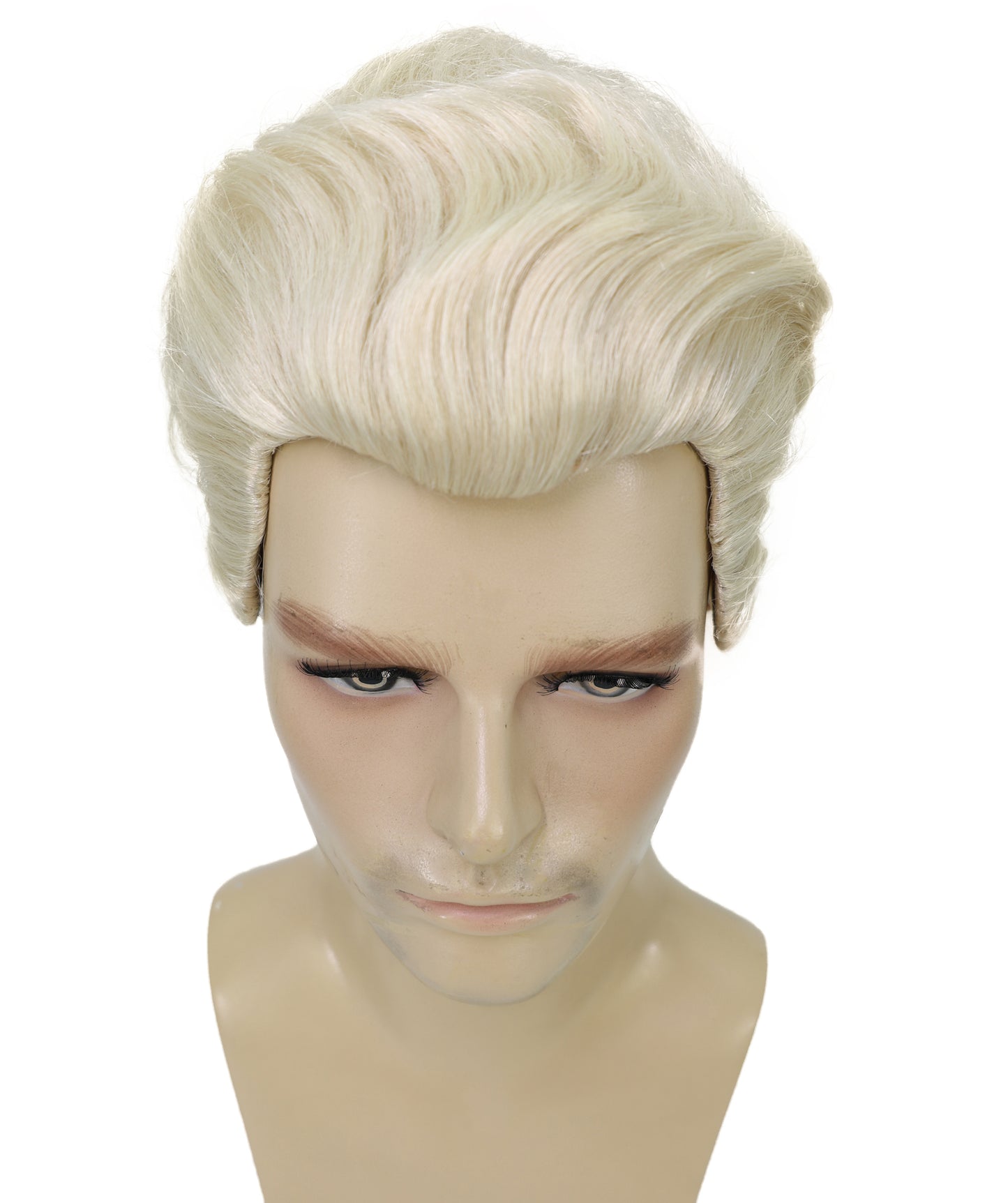 HPO Men's Retro Silver Blonde Hairstyle Wig | Short Synthetic Hair with Adjustable Cap for Cosplay, Themed Events, Halloween, Stage & Roleplay