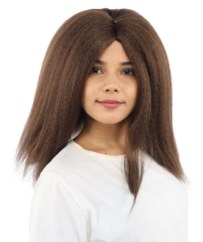 HPO Adult Women's Long Rounded Cartoon Hair Wig | Multiple Color Options | Bubble Bob, Deep Side Part, Heat Friendly Synthetic Strands & Breathable Net | Fancy Dress, Stage Show, Animated Character Events, Halloween & Festival