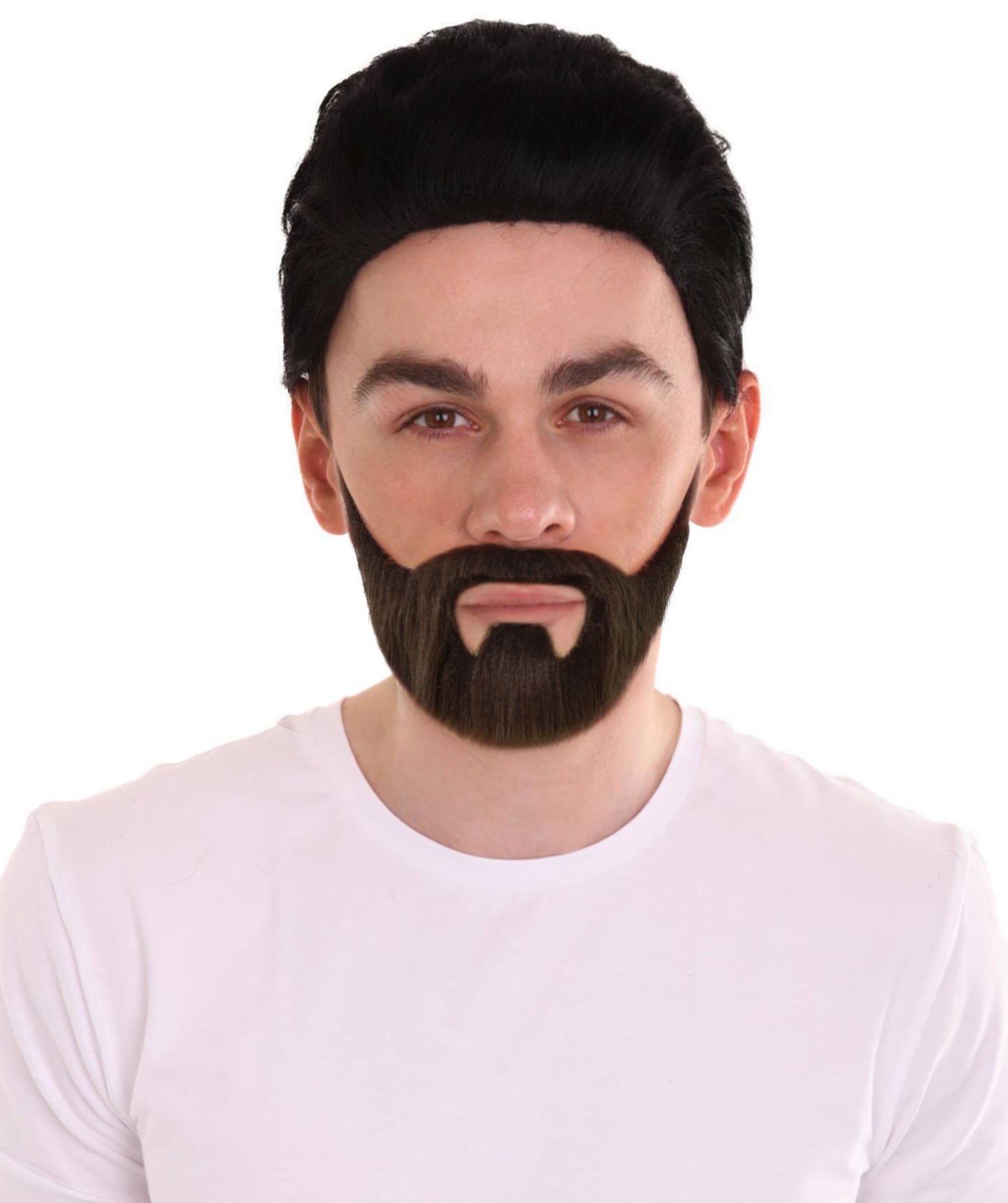 HPO Men's Brown Chinstrap Beard | Trim brown U-shape facial hair design | Ideal for party, Halloween, cosplay, theater, drag, performance, costume events