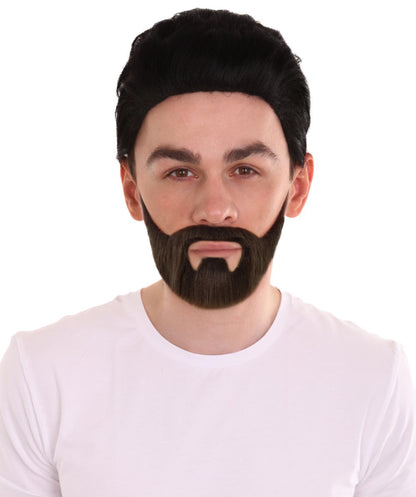 HPO Men's Brown Chinstrap Beard | Trim brown U-shape facial hair design | Ideal for party, Halloween, cosplay, theater, drag, performance, costume events