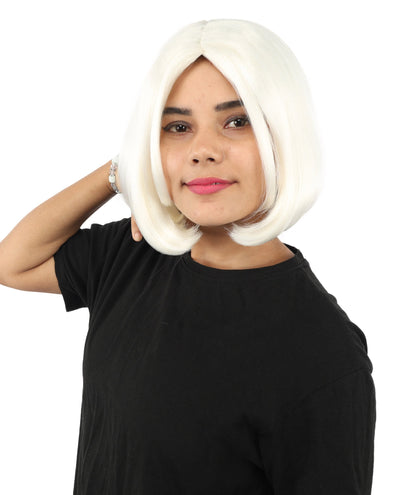 Adult Women's Two-Tone Bob Wig | Multiple Color Options | Short Straight Blunt Cut Inspired by American Pop Artist Look | Natural Hairline for Halloween and Cosplay