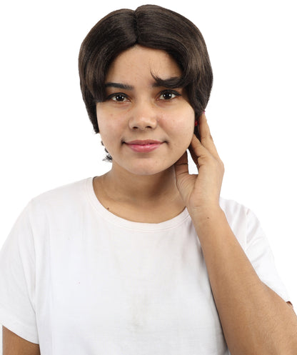 HPO Women’s 10-Inch Short Brown Wig | Celebrity Hairpiece for Costume, Cosplay, and Themed Parties | Sleek and Modern Hairpiece for Versatile Looks