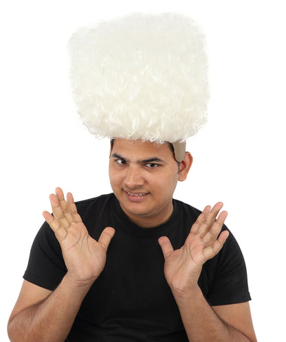 HPO Men’s Tall Afro Wig | Multicolor Options | Animated Scientist Style Hair | Funny Hairpiece with Bouncy Curls and Capless Cap | Retro Nerd Look for Parties, Shows & Halloween