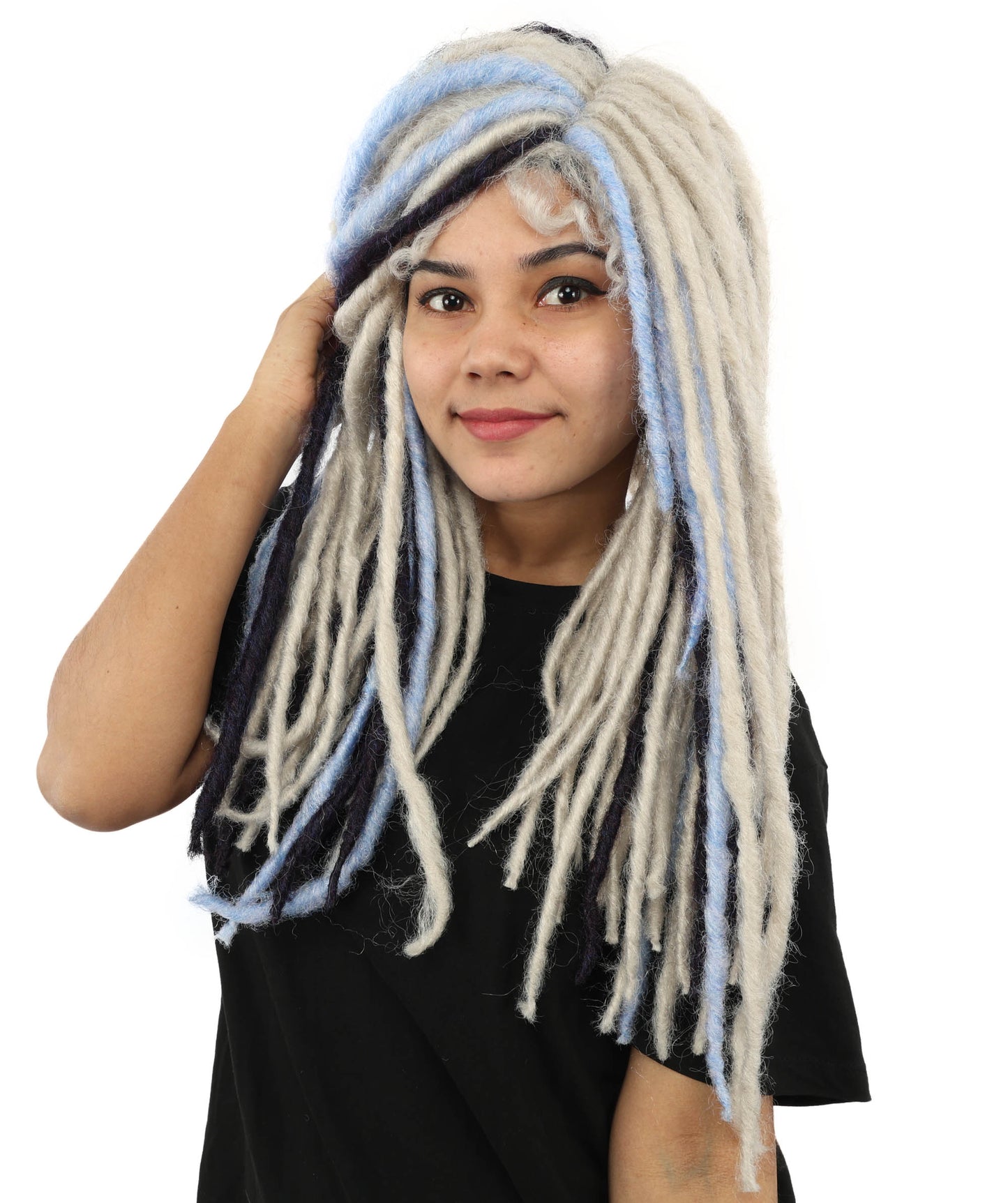 HPO Women's Long Straight Fantasy Dreadlocks Wig – Multicolor Highlights for a Magical Sleek Look | Ideal for Cosplay, Themed Parties, and Fantasy Characters