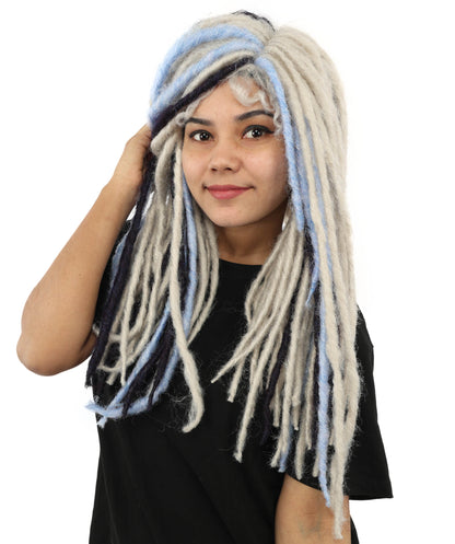 HPO Women's Long Straight Fantasy Dreadlocks Wig – Multicolor Highlights for a Magical Sleek Look | Ideal for Cosplay, Themed Parties, and Fantasy Characters