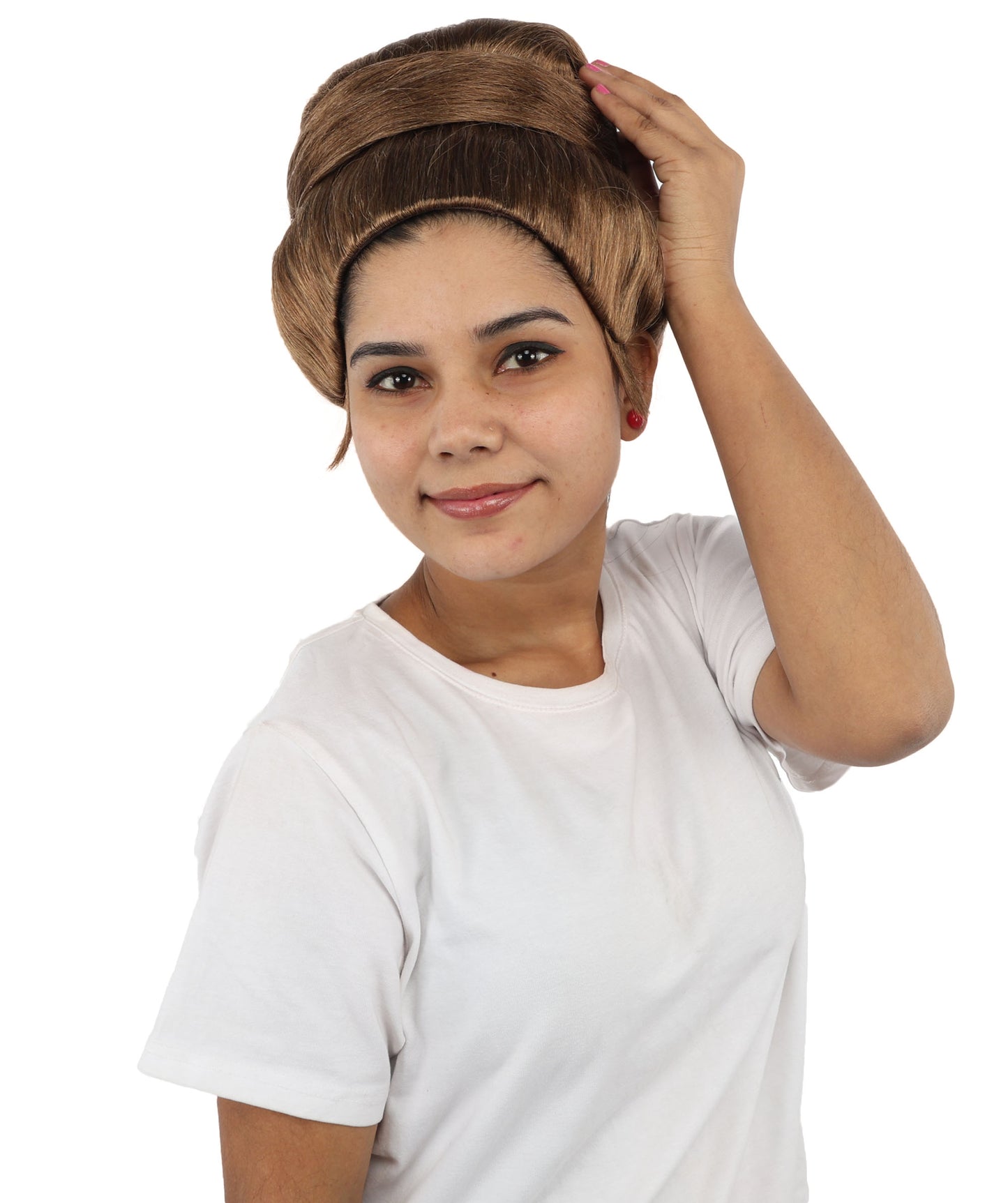 HPO Women's Brown Iconic Diva Roleplay Wig | Flame-resistant Synthetic Fiber with Capless Cap | Ideal for party, Halloween, cosplay, theater, drag, performance, costume events