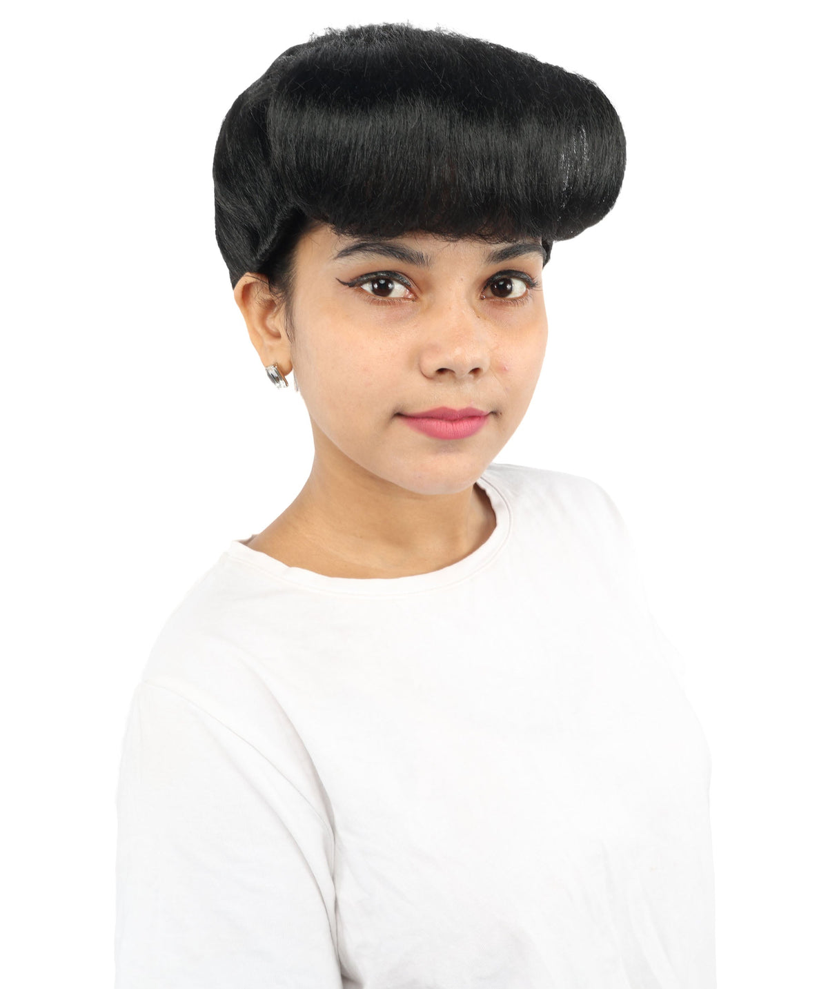 HPO Adult Women's Retro Pin-Up Wig | Multicolor Options, create of synthetic fiber, vintage curled bumper bangs with rolled back, breathable base | Party, Halloween, theater, drag, performance, costume events
