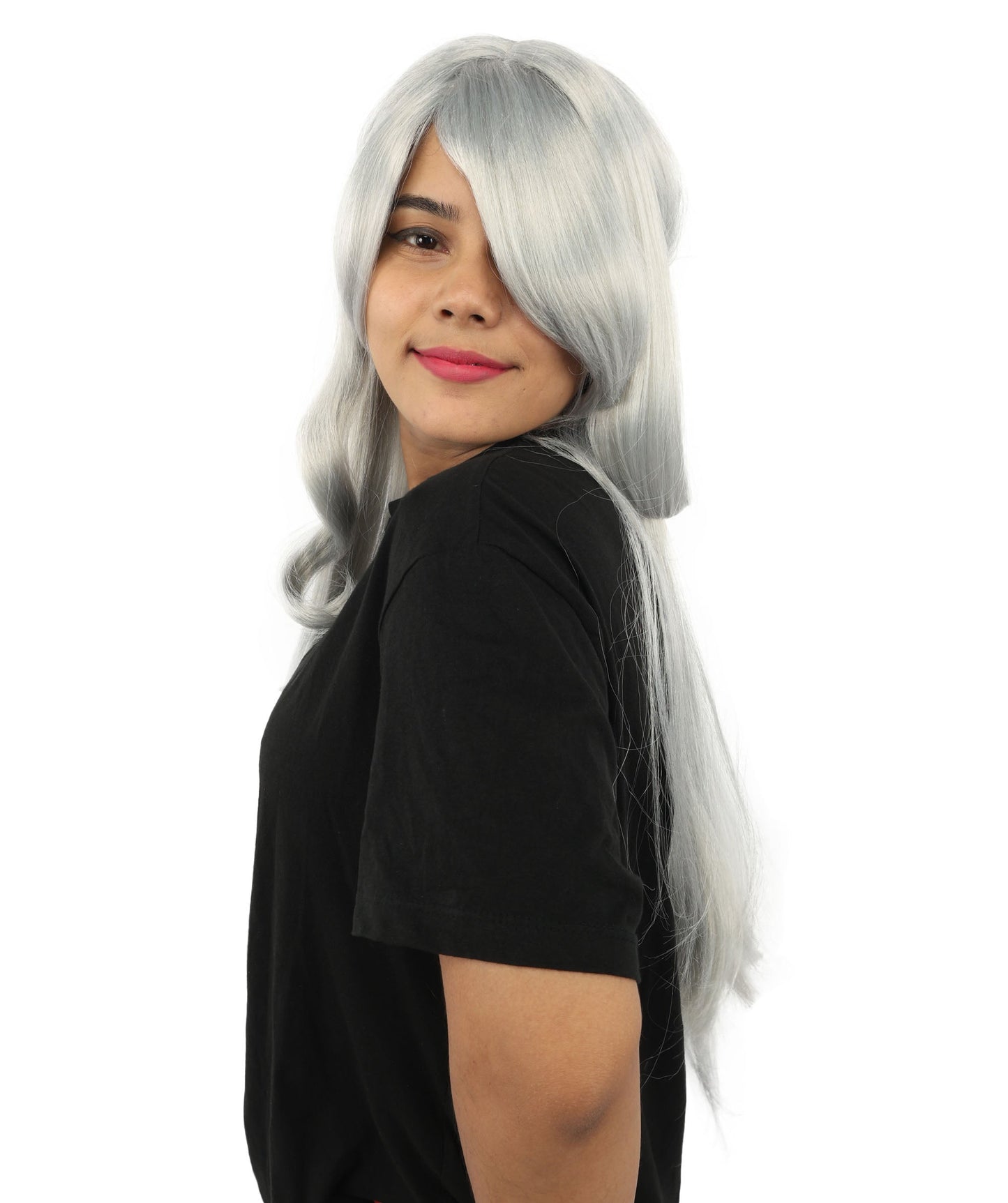 HPO Adult Women's Anime Character Wig | Multiple Color Options | Synthetic Fiber with Side Swept Bangs and Top Tuft | Halloween Party and Comic Con Events