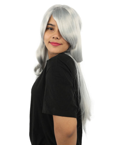 HPO Adult Women's Anime Character Wig | Multiple Color Options | Synthetic Fiber with Side Swept Bangs and Top Tuft | Halloween Party and Comic Con Events