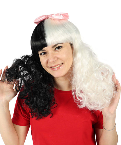Women's Doll Wig | Pink Bow Purple & Black Wig | Premium Breathable Capless Cap