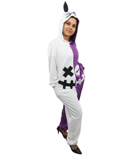 HPO Animal Onesie Pajamas Purple and White Costume| Cozy Cosplay Jumpsuit Sleepwear for Adults