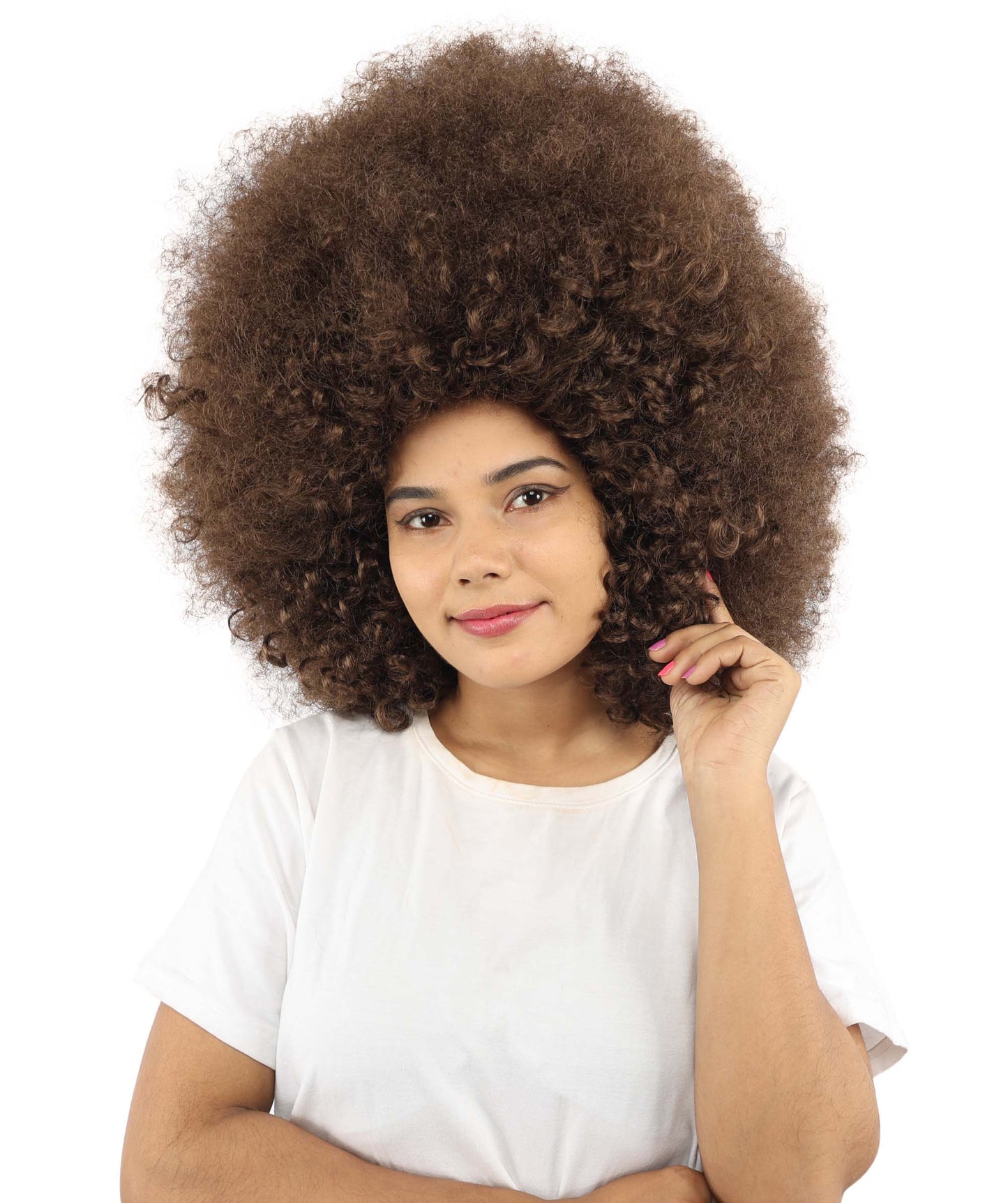 HPO Women's Giant White Glitter Afro Wig | Massive Puffy Sparkle Hair with Silver Sheen, Synthetic Fiber & Breathable Cap | Halloween, Troll Roleplay, 70s Disco Party, Theater & Funny Costume