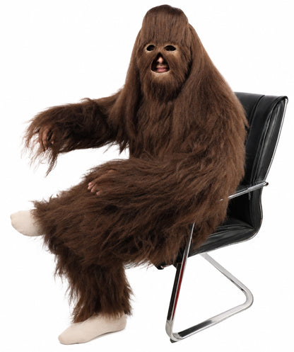 HPO Unisex Extreme Hairy Person Costume, Mask and Bundle - Full-Body Hair Suit Extra-Long Ash Brown Costume Wig for Halloween, Cosplay & Parties