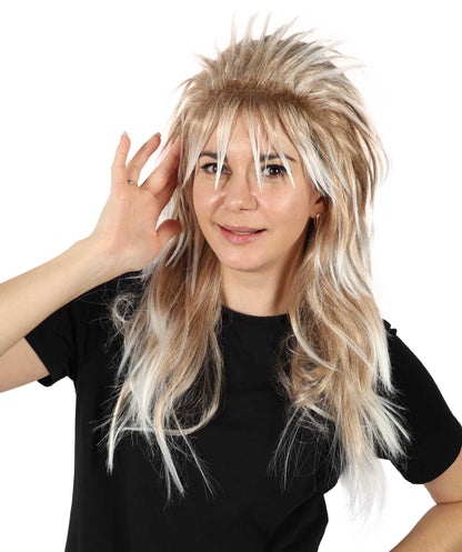 HPO Women's Medium Length 80’s Famous Fancy Sparkle Multiple Wig | Halloween and Party Wig | Flame-retardant Synthetic Fiber, Premium Breathable Capless Cap