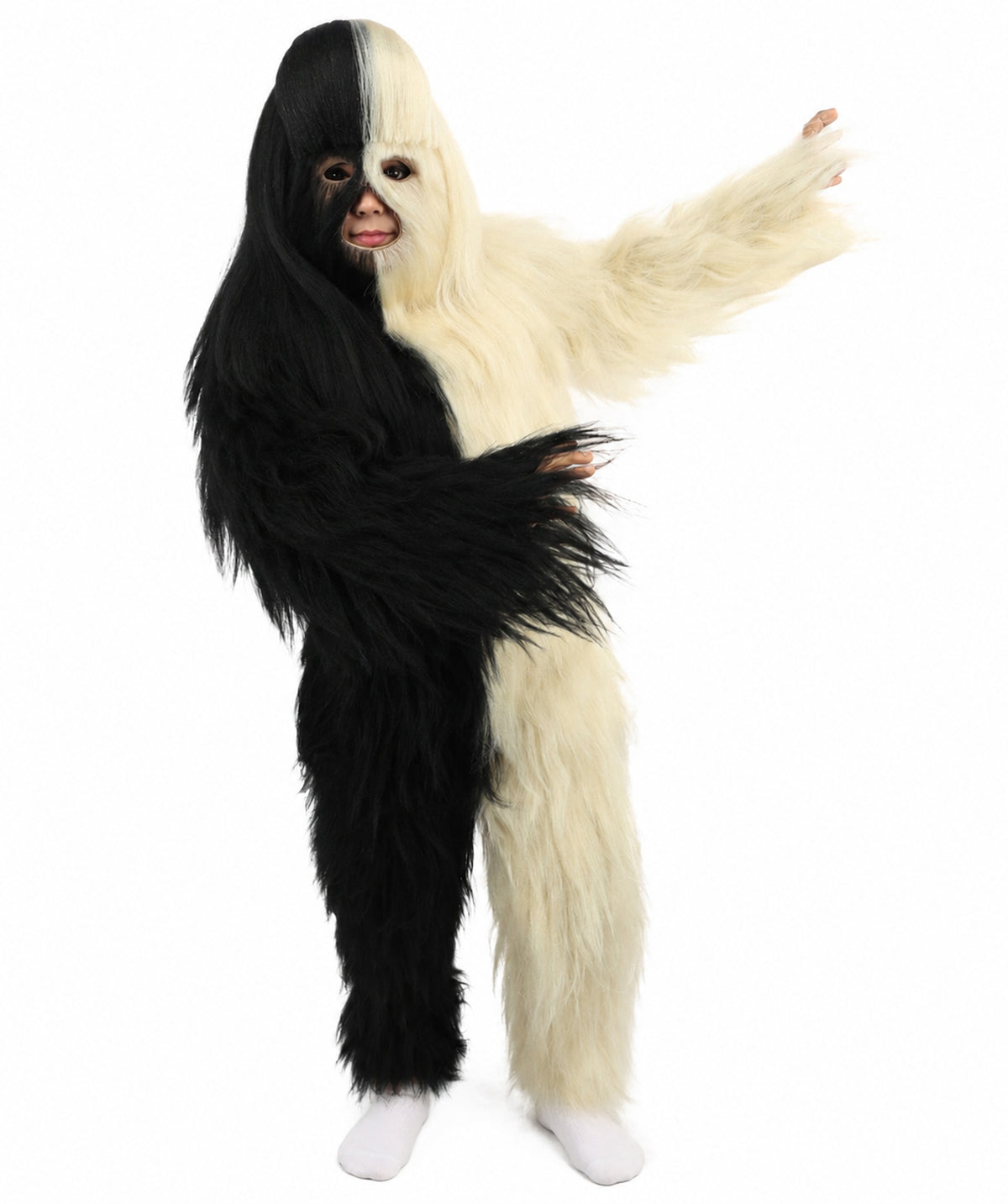 HPO Teen Extreme Hairy Person Two Part Costume, Mask and Bundle Set - Full-Body Hair Suit Extra-Long Costume Wig for Halloween, Cosplay & Parties - Multiple Color Options