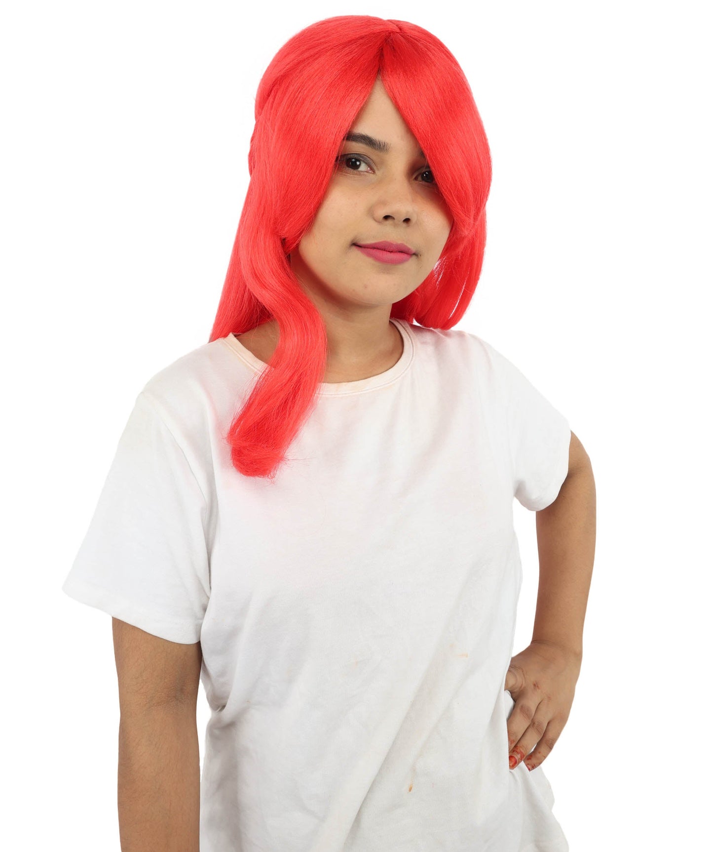HPO Adult Women's Anime Character Wig | Multiple Color Options | Synthetic Fiber with Side Swept Bangs and Top Tuft | Halloween Party and Comic Con Events