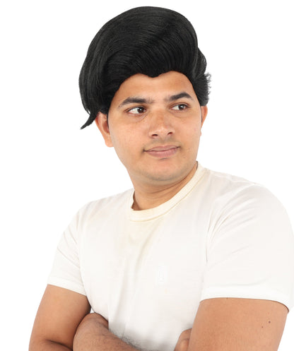 HPO Adult & Teen Men's Sleek Updo Theatrical Wig | Icy silver tone, create of synthetic fiber, striking swept front volume, breathable base | Party, Halloween, theater, drag, performance, costume events